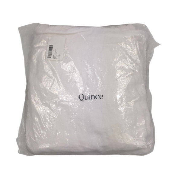 Quince European Linen Double Flange Duvet Cover Set in White - Picture 4 of 9